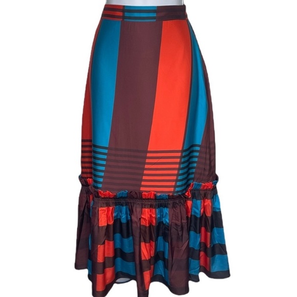 Anthropologie Eva Franco Silky Flounced Midi Skirt - Picture 3 of 7